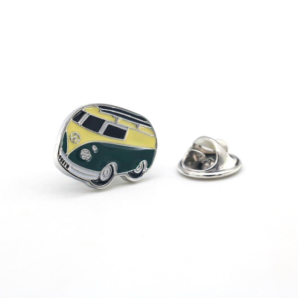 Yellow Mini Bus Brass Lapel Pin for Men