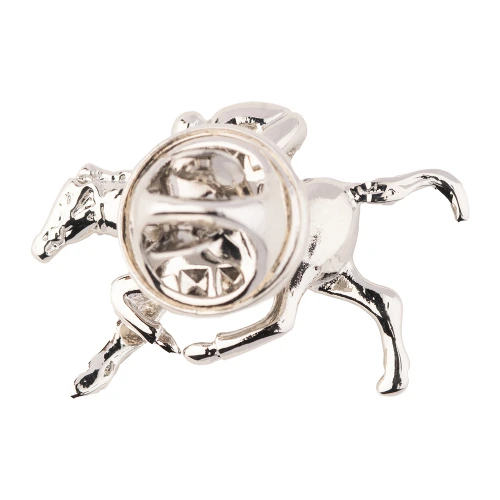 Silver Derby Horse with Jockey Brass Lapel Pin for Men