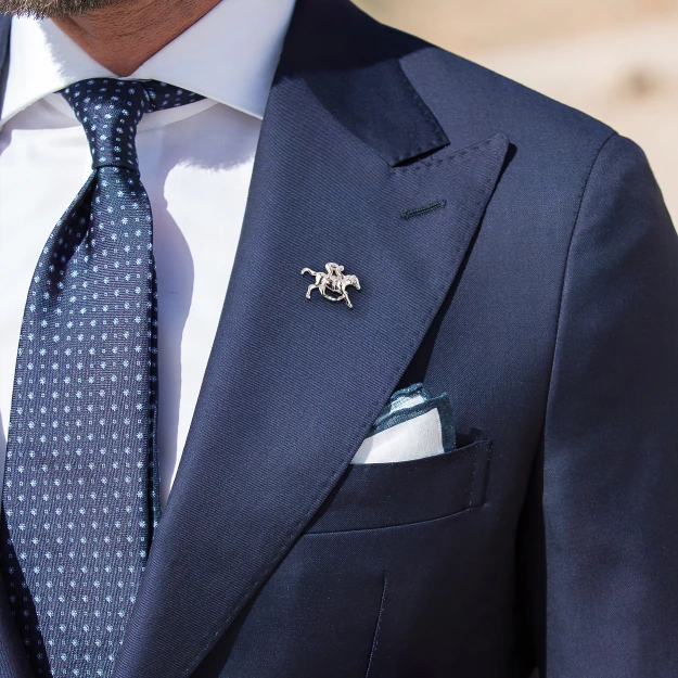 Silver Derby Horse with Jockey Brass Lapel Pin for Men