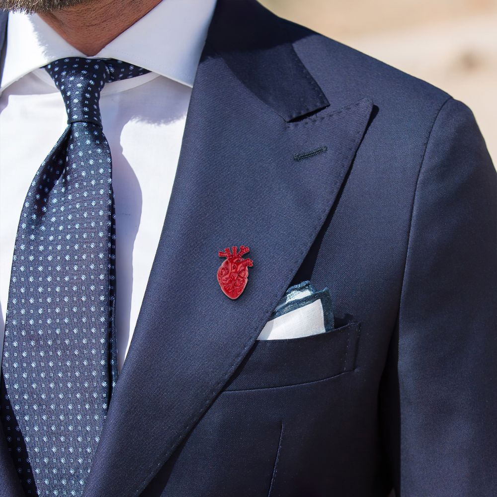 Red Heart Metal Brass Lapel Pin for Men