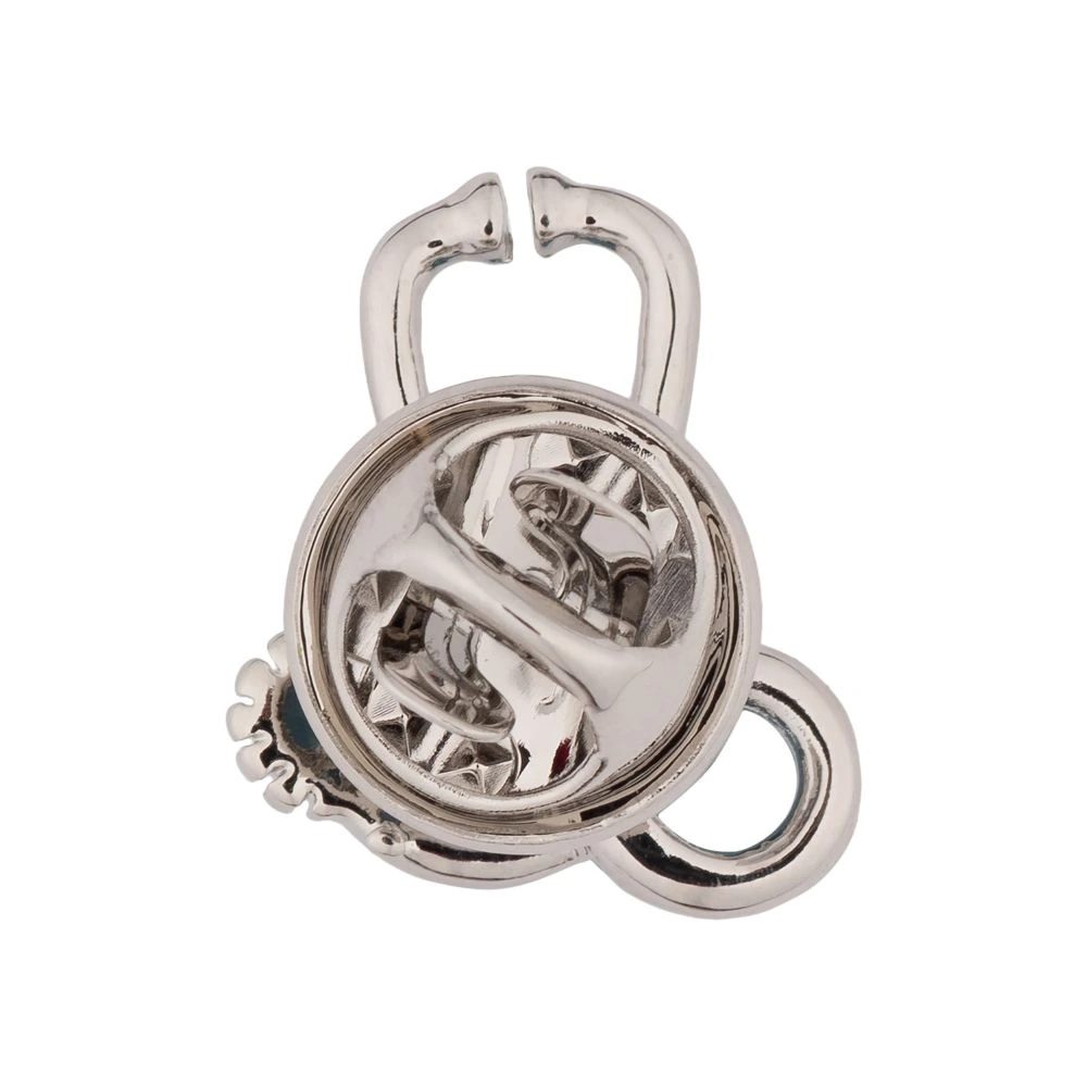 SIlver Stethoscope Metal Brass Lapel Pin for Men