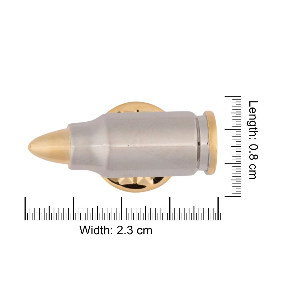 Gold and Silver Bullet Metal Brass Lapel Pin for Men