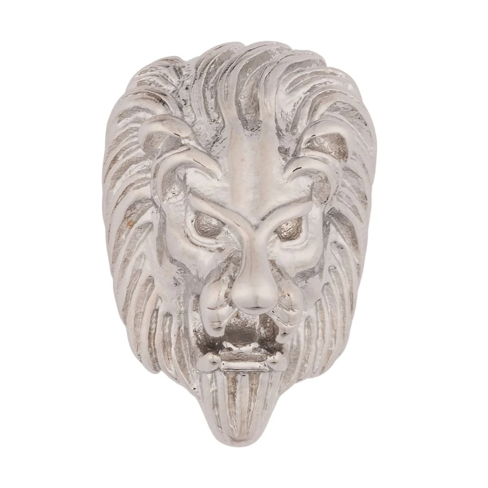 Silver Lion Face Metal Brass Lapel Pin for Men