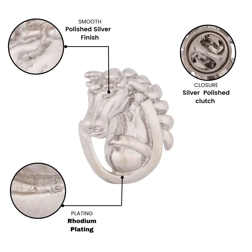 Silver Horse Metal Brass Lapel Pin for Men