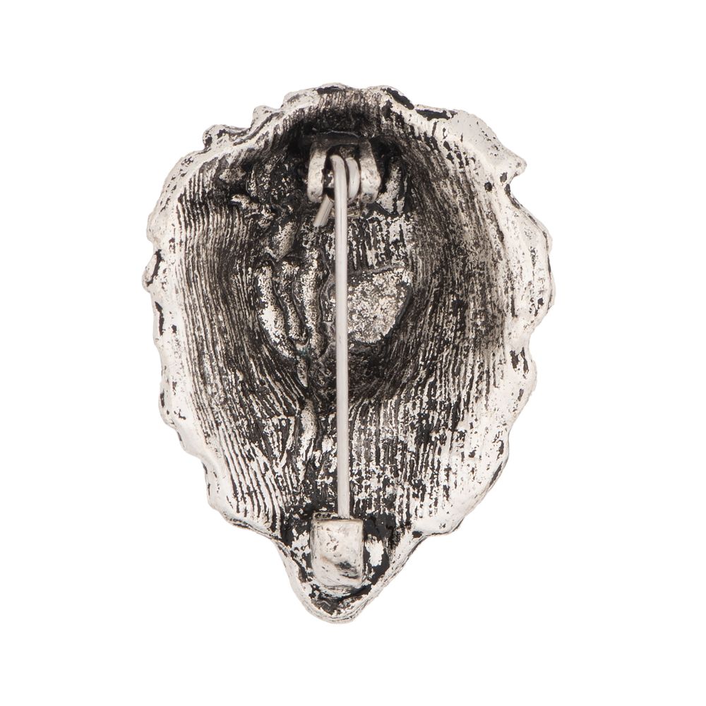 Oxidised Silver Lion Face Metal Brass Lapel Pin for Men