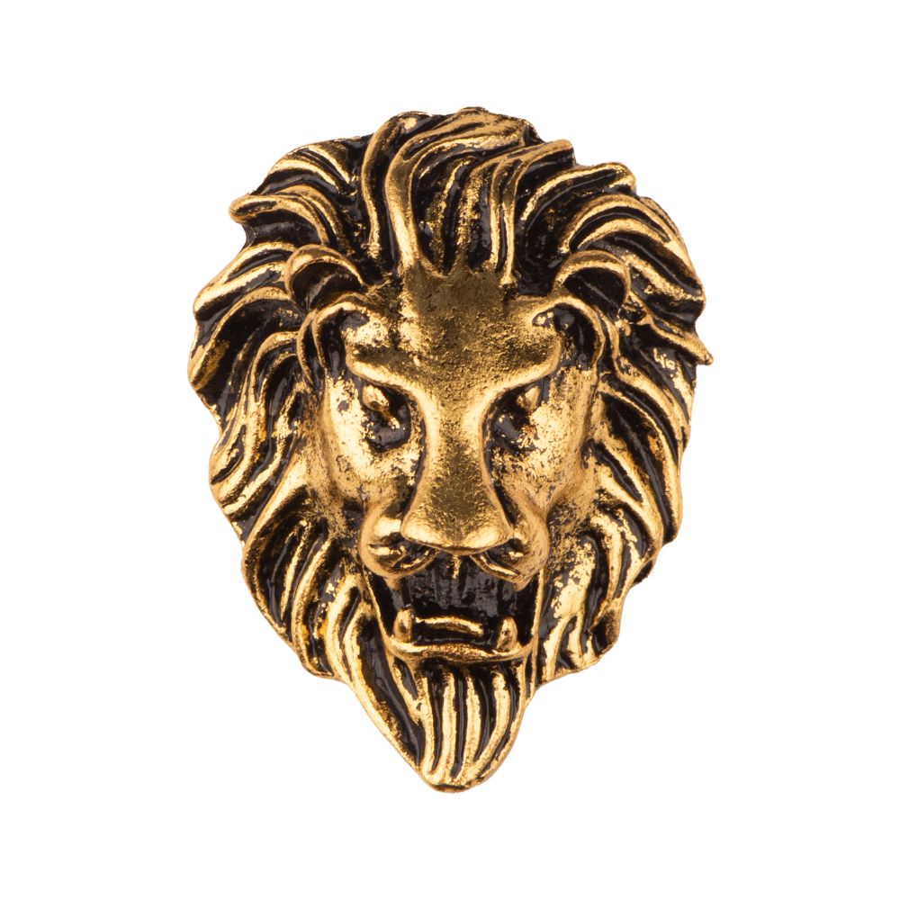 Gold Lion Face Metal Brass Lapel Pin for Men