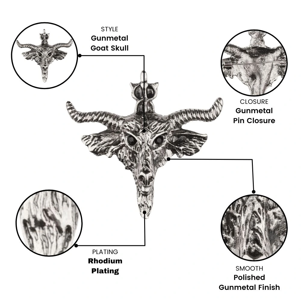 Gunmetal Goat Skull Metal Brass Lapel Pin for Men