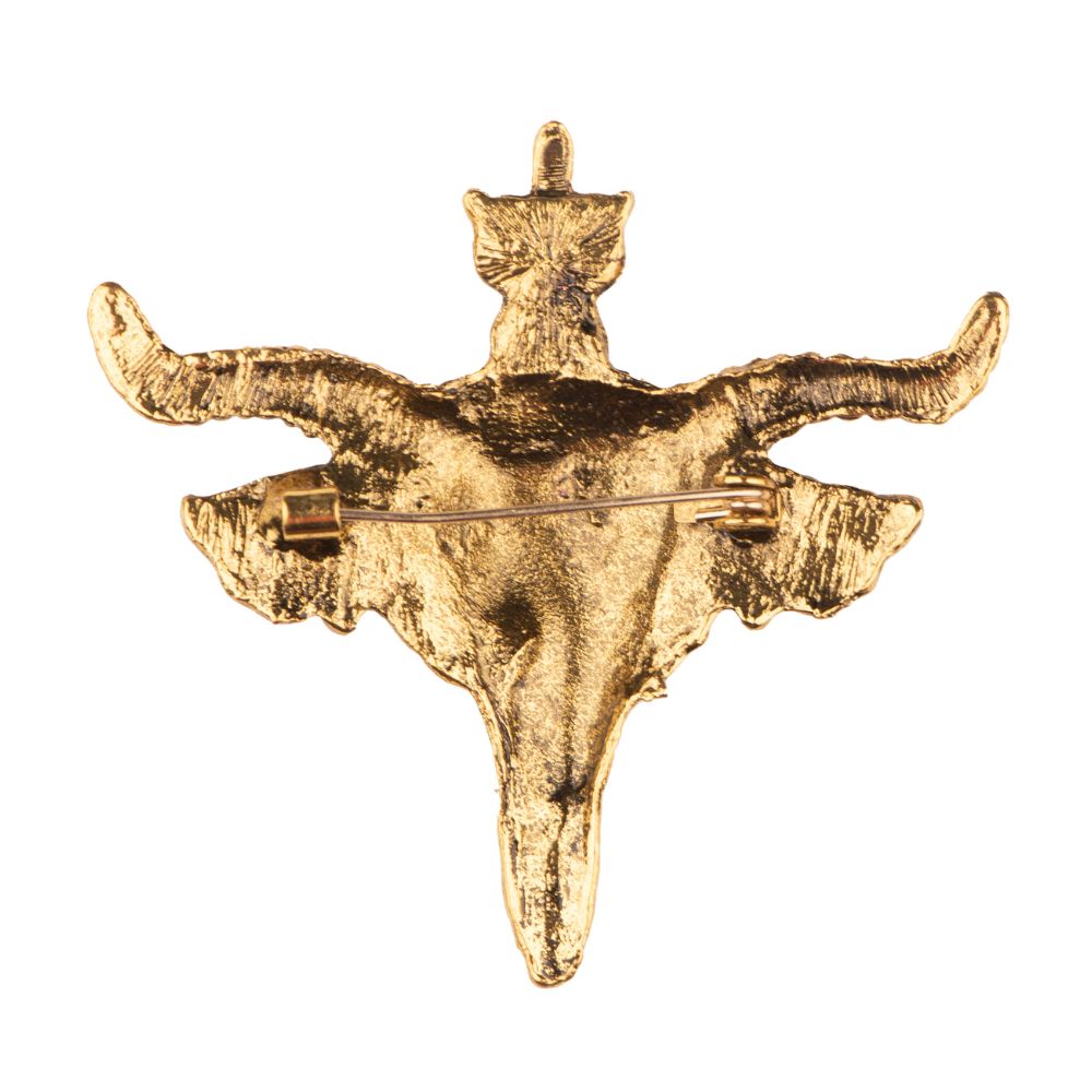 Gold Goat Skull Metal Brass Lapel Pin for Men