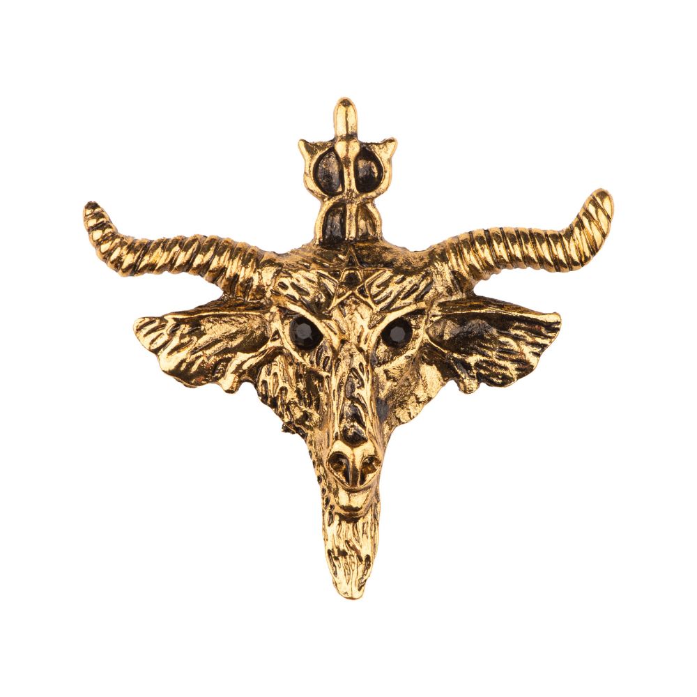 Gold Goat Skull Metal Brass Lapel Pin for Men