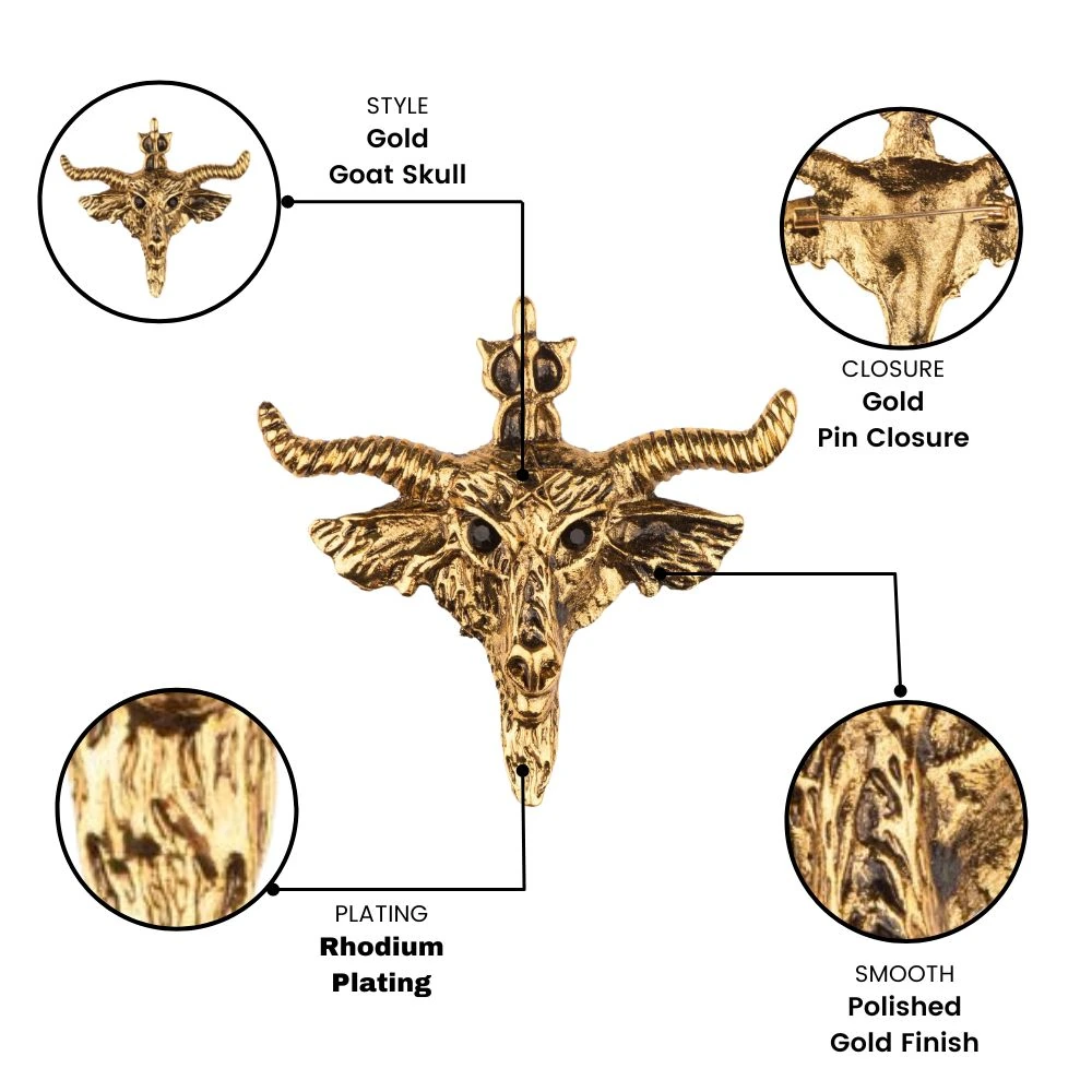 Gold Goat Skull Metal Brass Lapel Pin for Men
