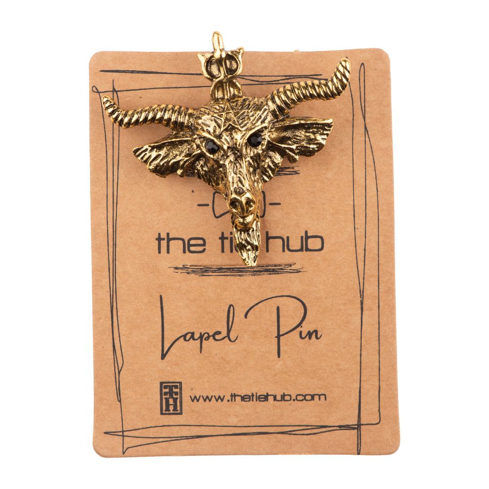 Gold Goat Skull Metal Brass Lapel Pin for Men