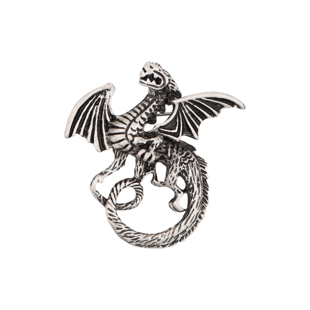Oxidised Silver Dragon Metal Brass Lapel Pin for Men