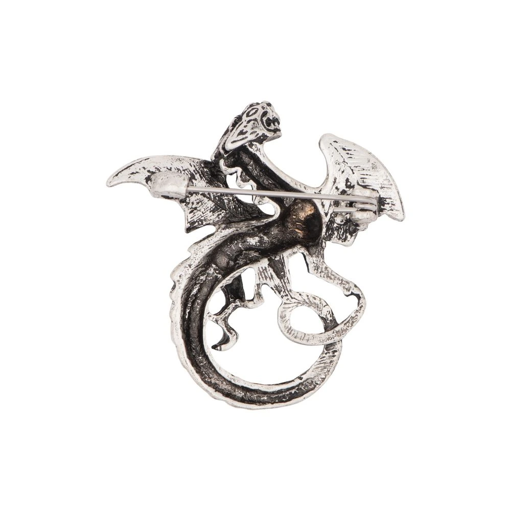 Oxidised Silver Dragon Metal Brass Lapel Pin for Men