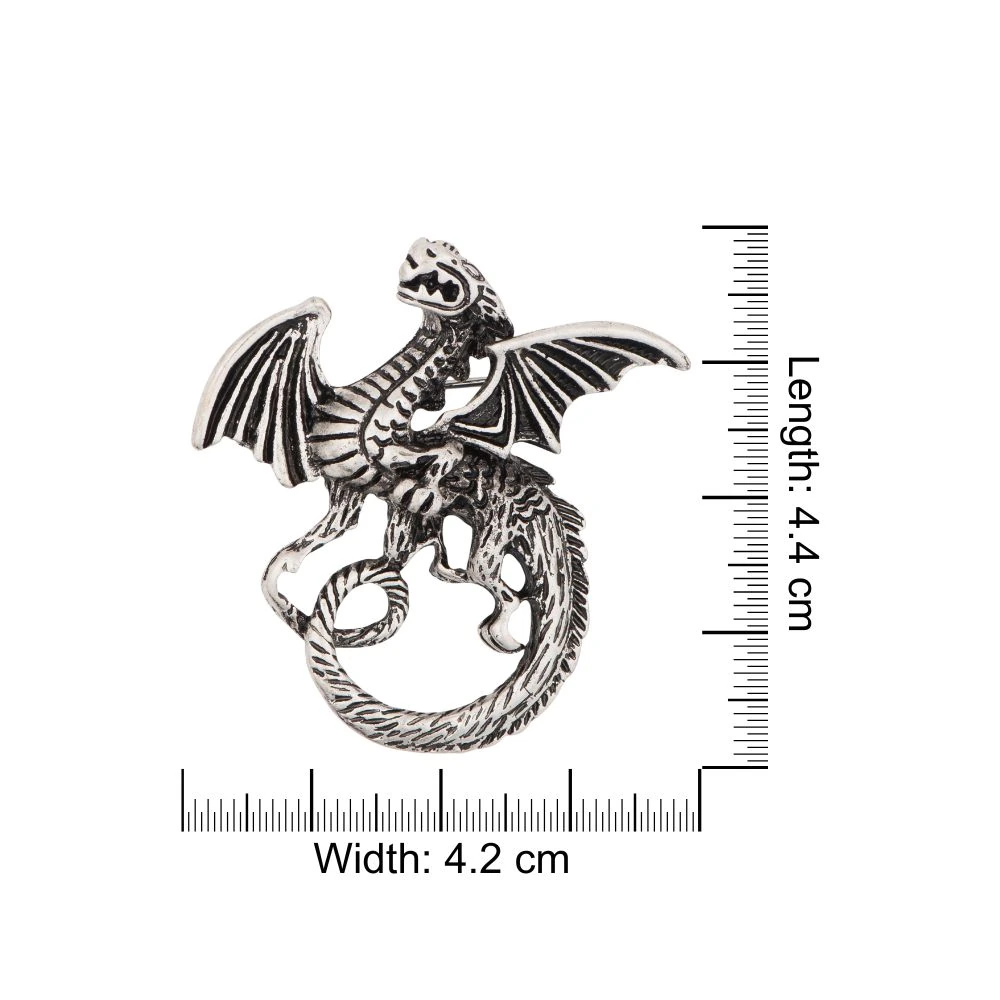 Oxidised Silver Dragon Metal Brass Lapel Pin for Men