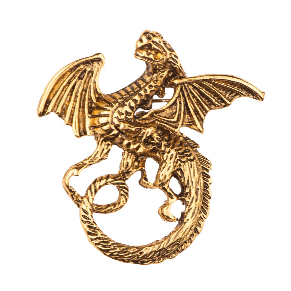 Gold Dragon Metal Brass Lapel Pin for Men