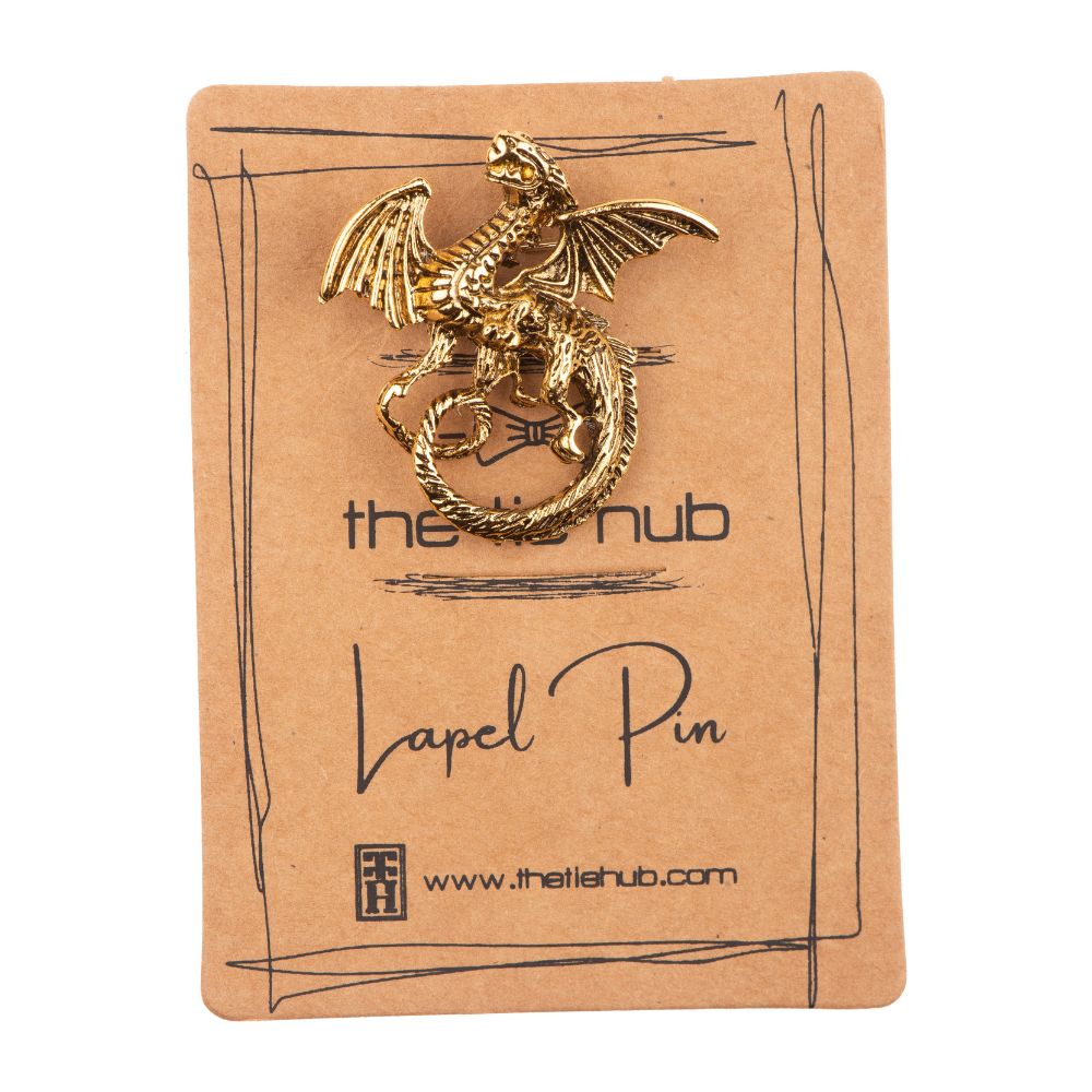 Gold Dragon Metal Brass Lapel Pin for Men
