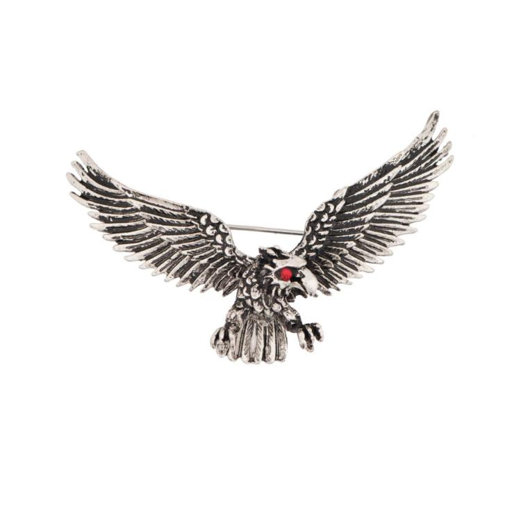 Oxidised Silver Eagle Metal Brass Lapel Pin for Men