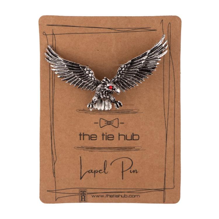 Oxidised Silver Eagle Metal Brass Lapel Pin for Men