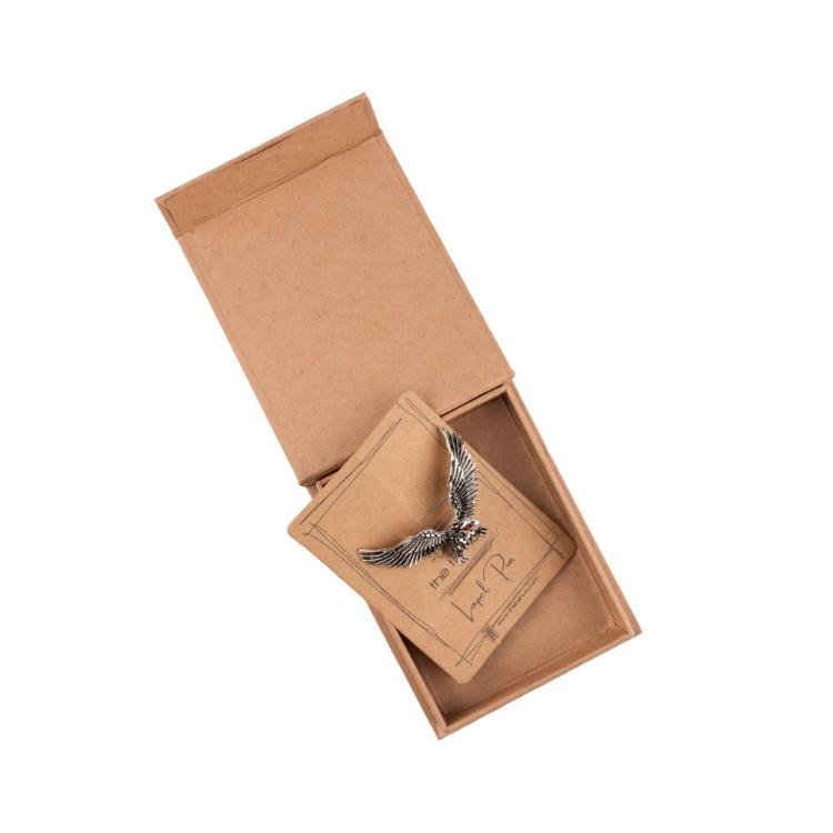 Oxidised Silver Eagle Metal Brass Lapel Pin for Men