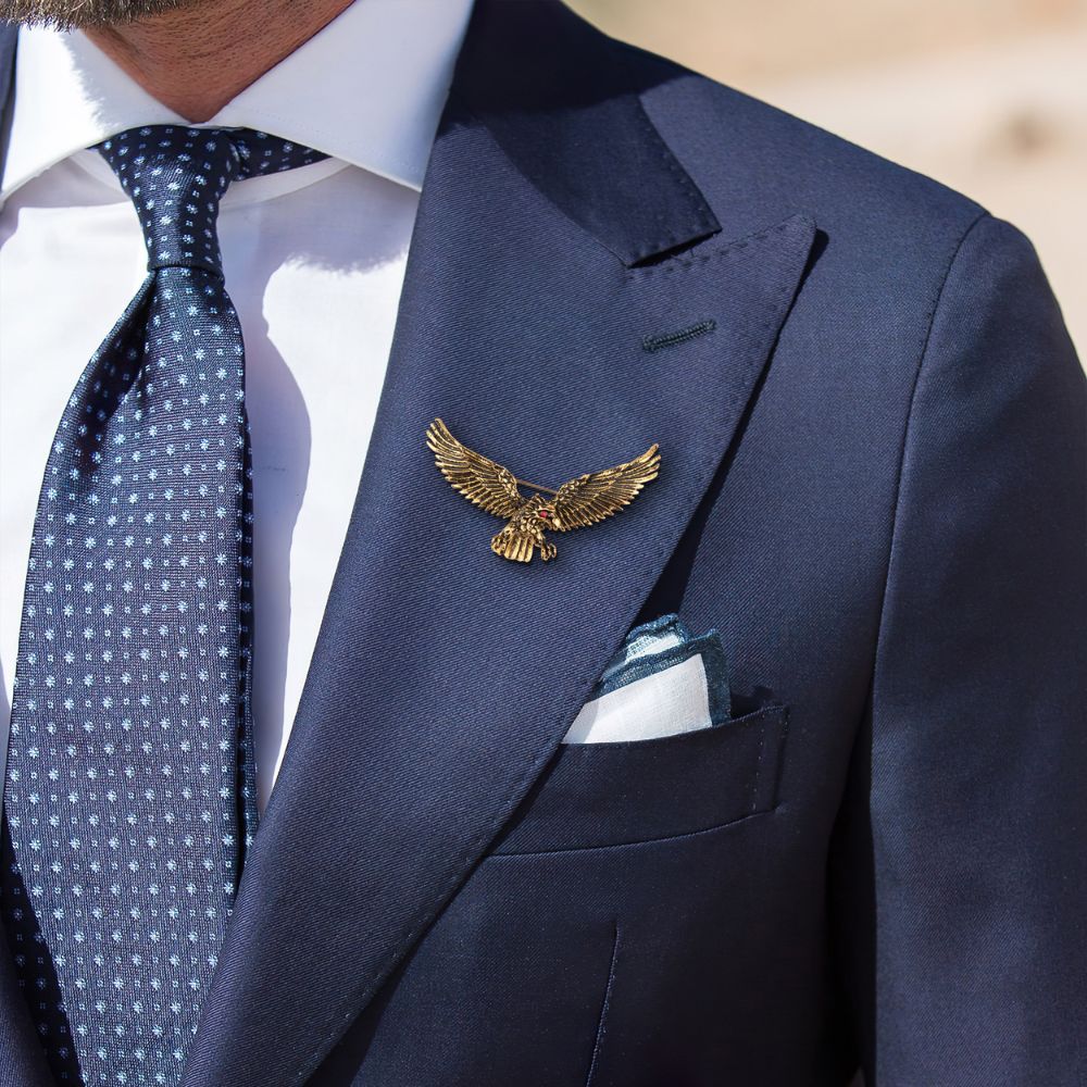 Gold Eagle Metal Brass Lapel Pin for Men