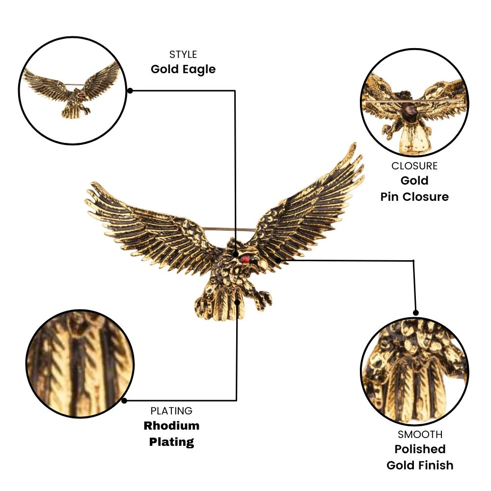 Gold Eagle Metal Brass Lapel Pin for Men
