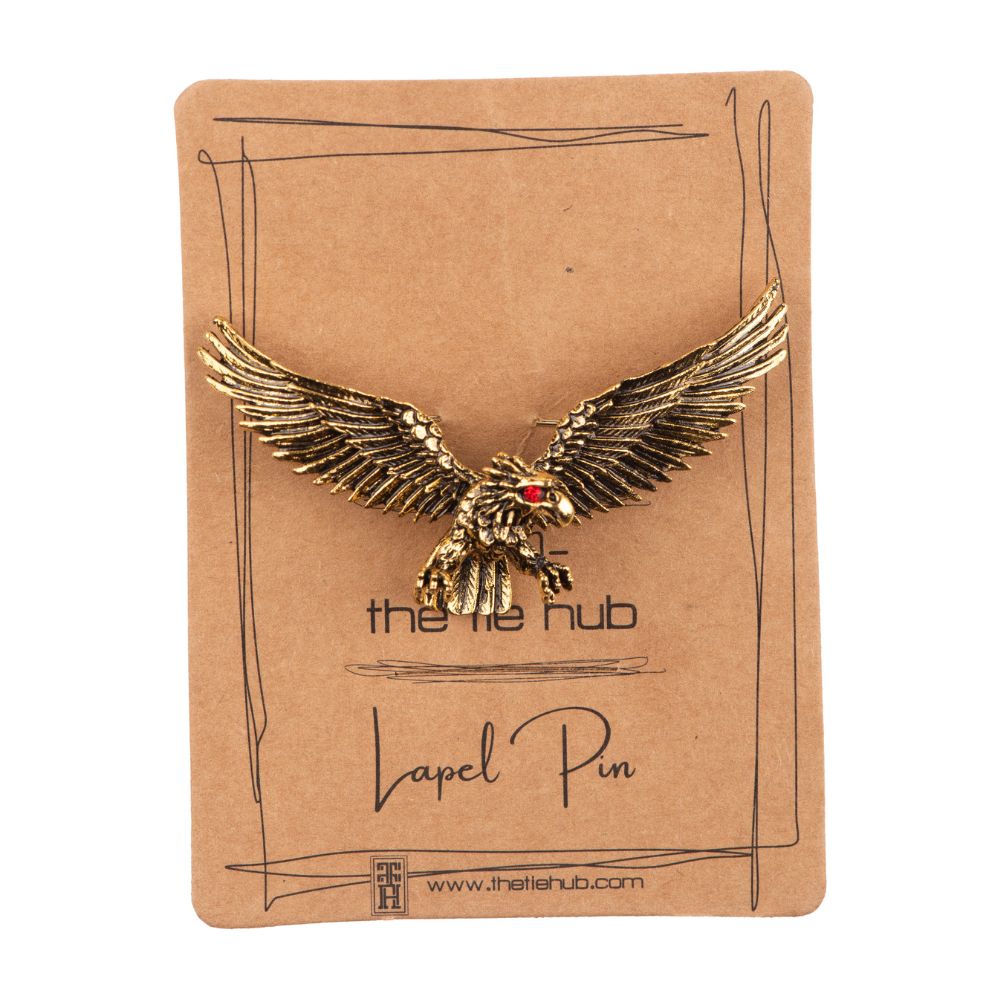 Gold Eagle Metal Brass Lapel Pin for Men