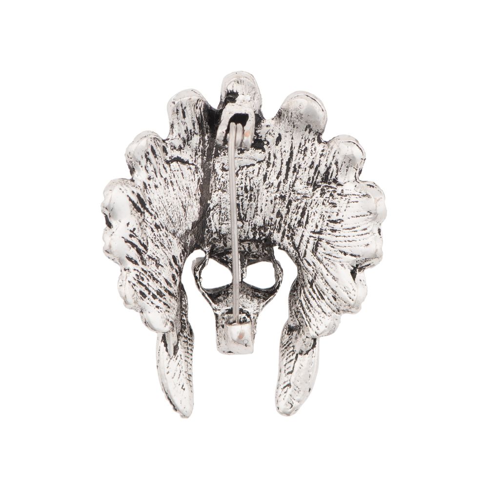 Oxidised Silver Skull Metal Brass Lapel Pin for Men