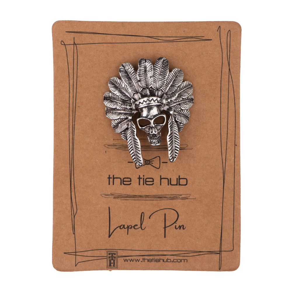 Oxidised Silver Skull Metal Brass Lapel Pin for Men