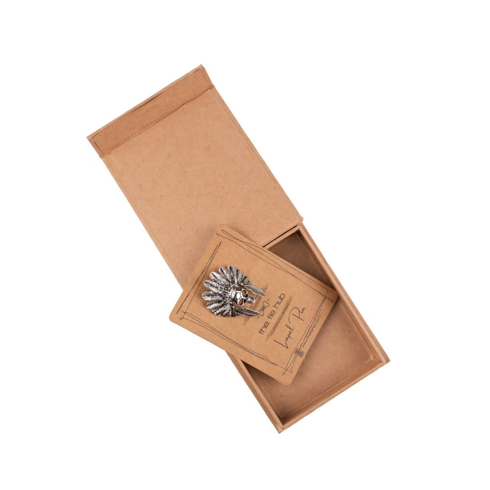 Oxidised Silver Skull Metal Brass Lapel Pin for Men