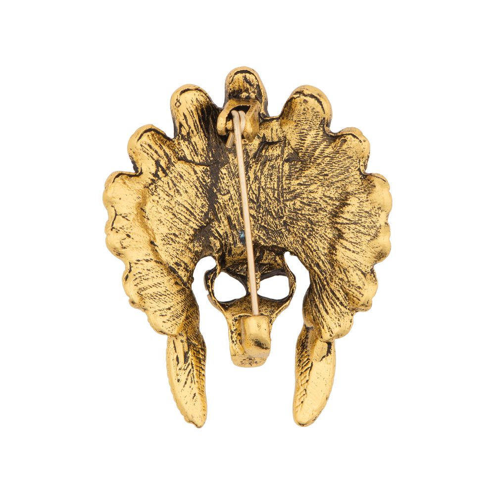 Gold Skull Metal Brass Lapel Pin for Men