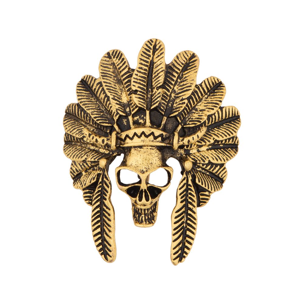 Gold Skull Metal Brass Lapel Pin for Men
