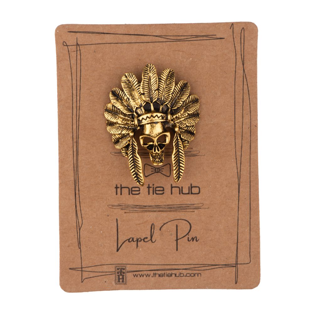 Gold Skull Metal Brass Lapel Pin for Men