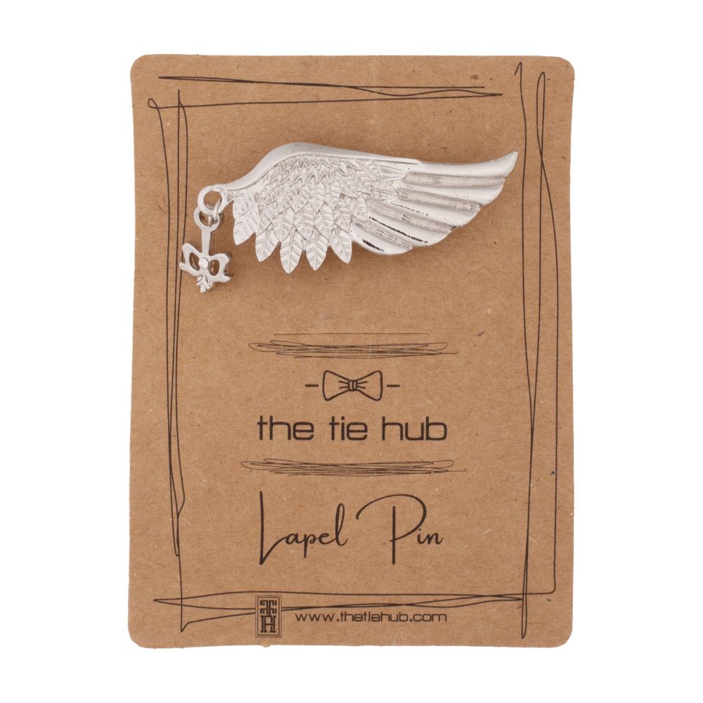 Oxidised Silver Wings Metal Brass Lapel Pin for Men