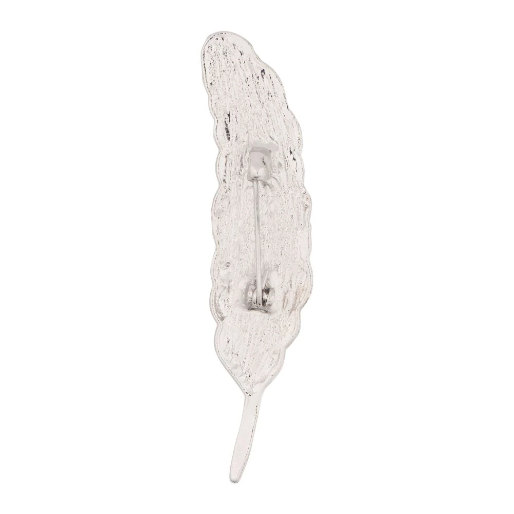 Silver Feather Leaf Metal Brass Lapel Pin for Men