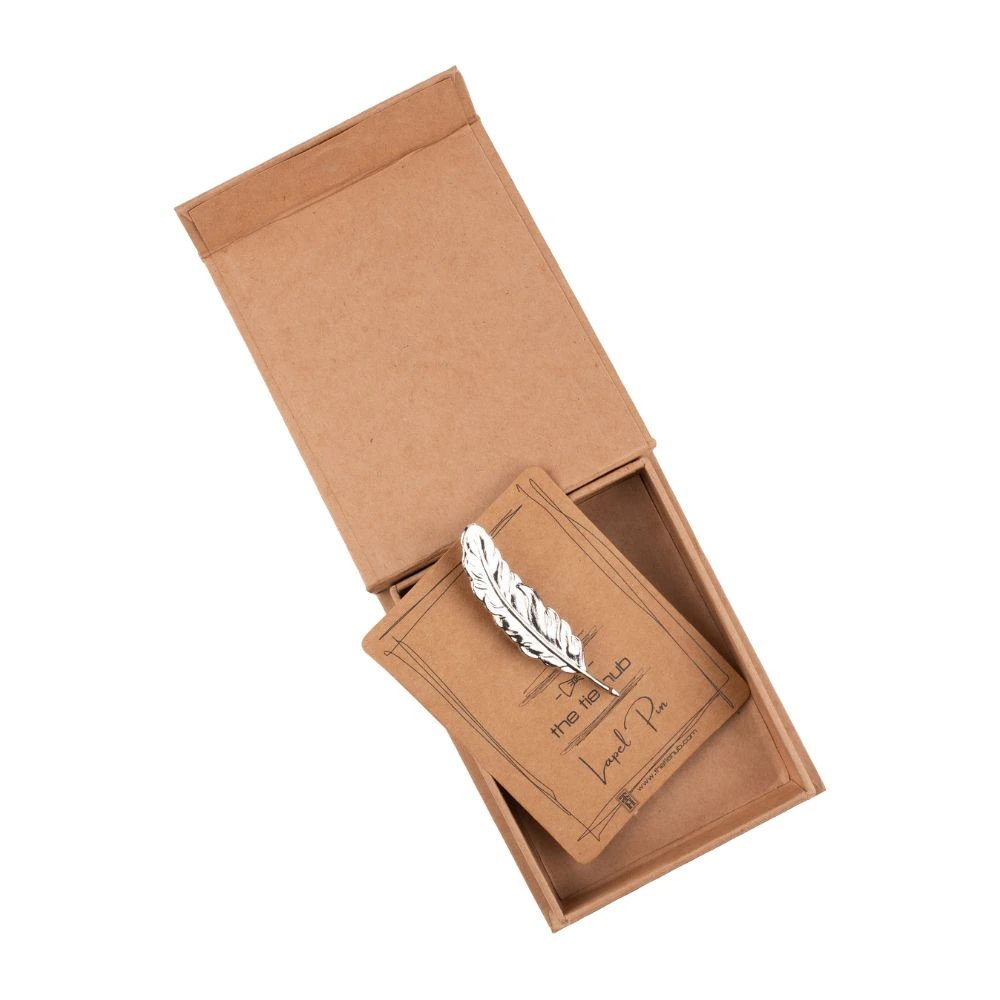 Silver Feather Leaf Metal Brass Lapel Pin for Men