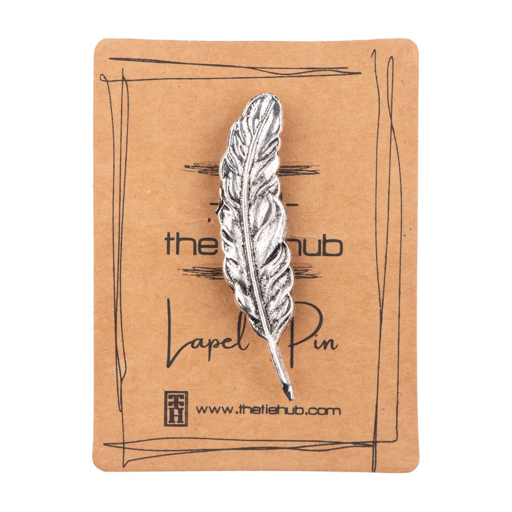Gunmetal Feather Leaf Metal Brass Lapel Pin for Men