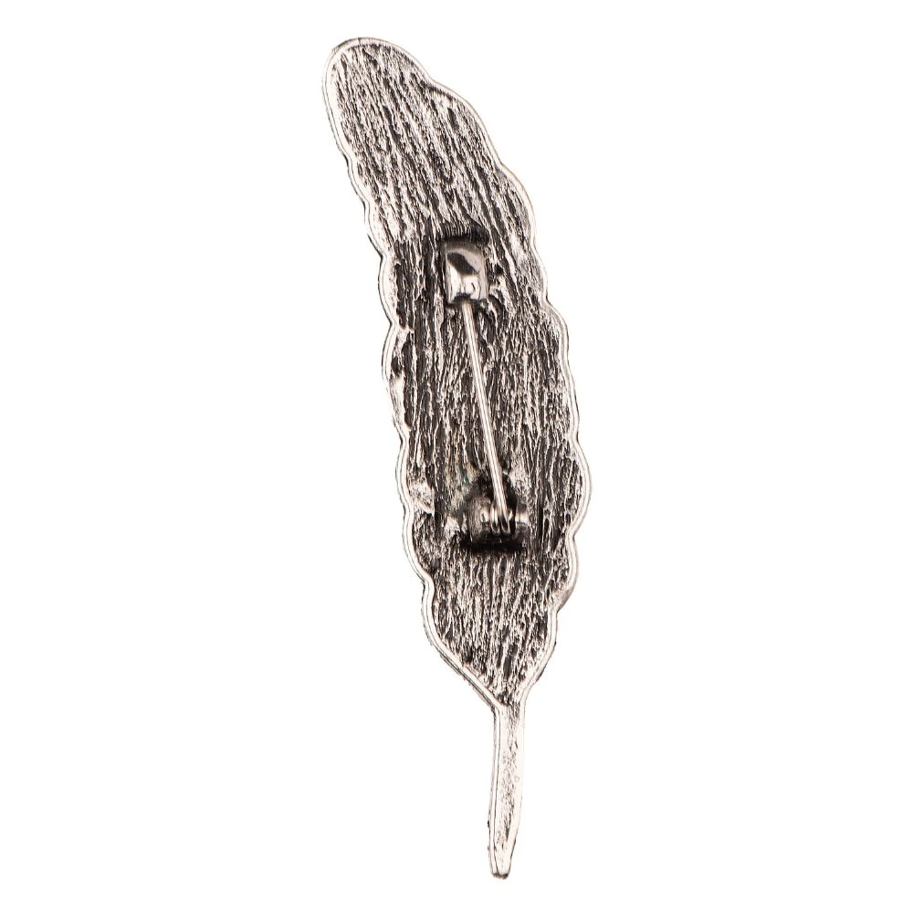 Gunmetal Feather Leaf Metal Brass Lapel Pin for Men