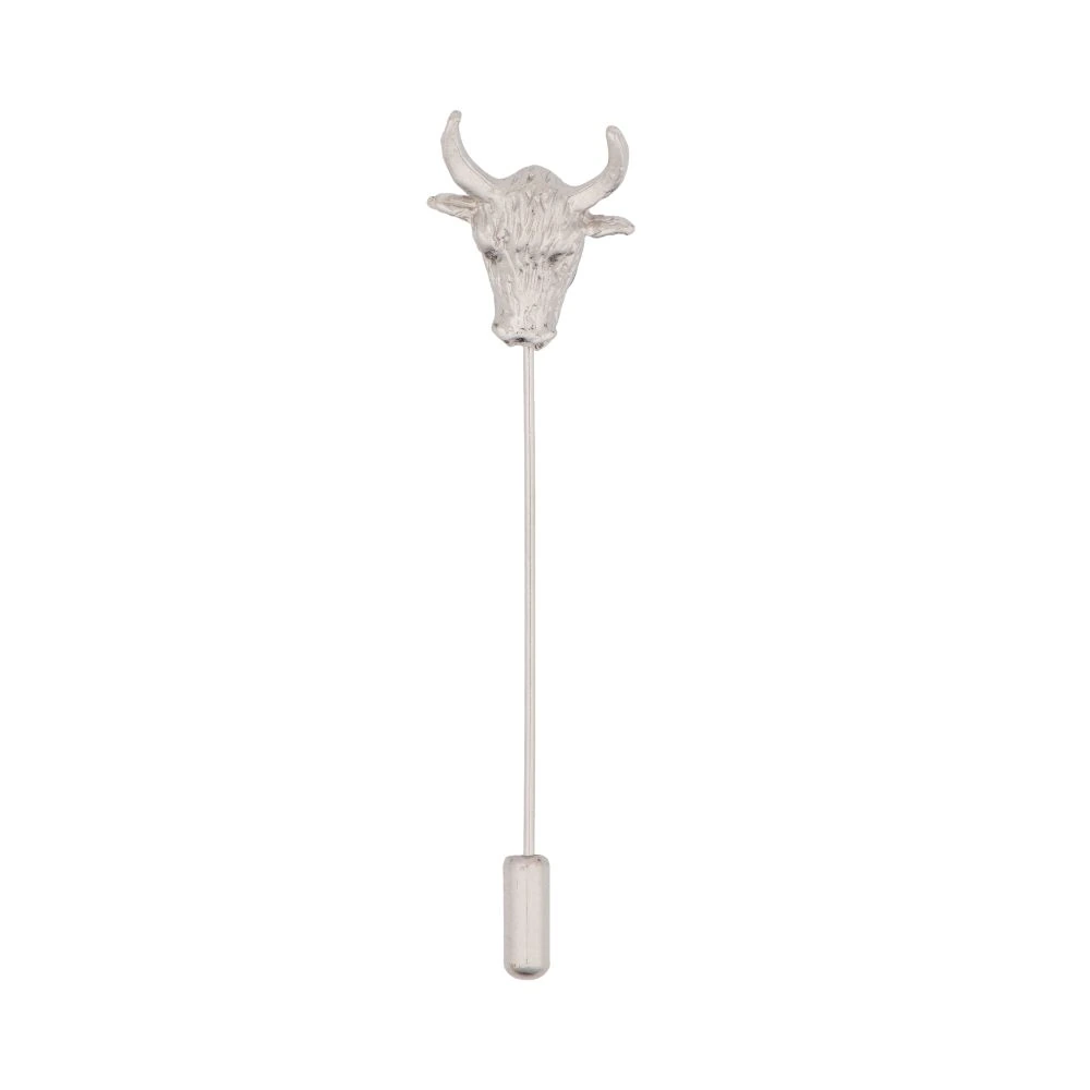 Bull Head Silver Metal Brass Lapel Pin for Men