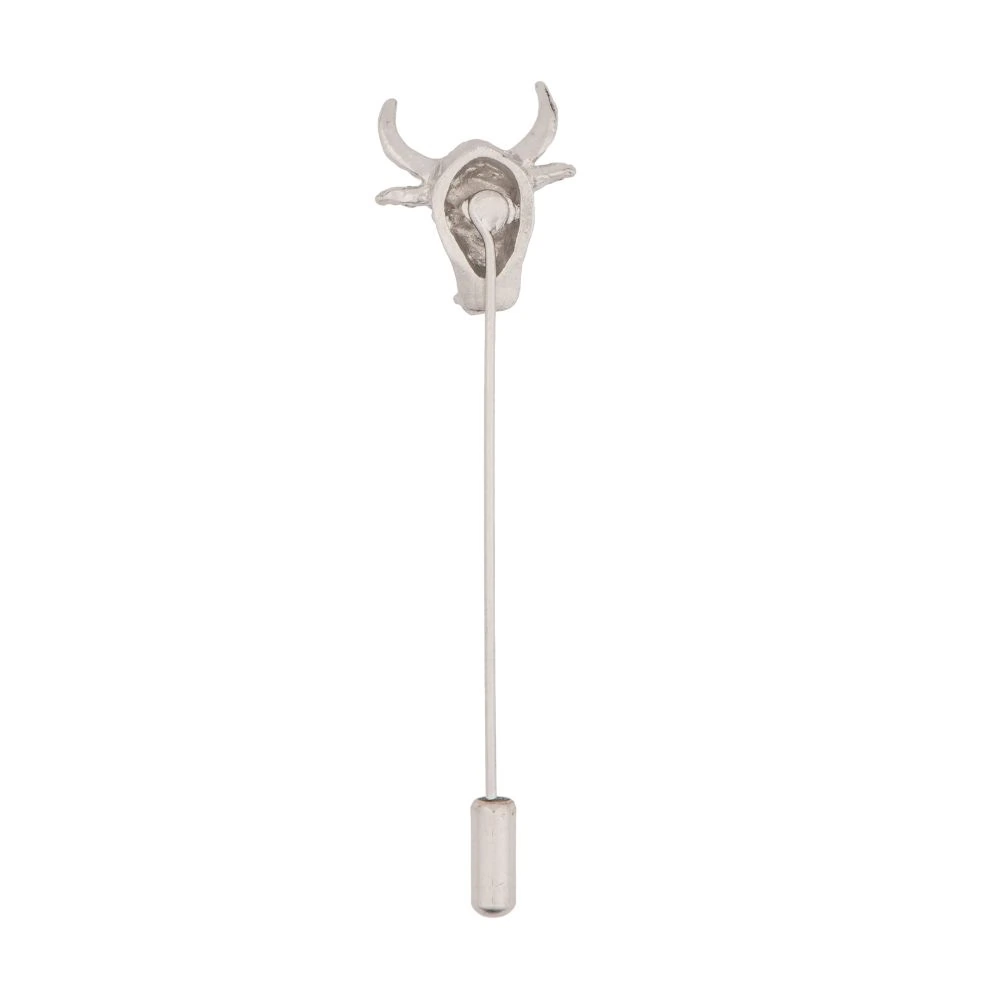 Bull Head Silver Metal Brass Lapel Pin for Men