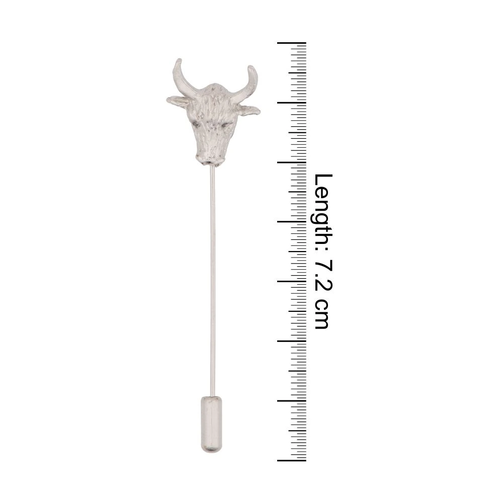 Bull Head Silver Metal Brass Lapel Pin for Men