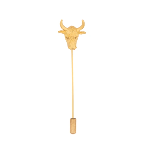 Bull Head Gold Metal Brass Lapel Pin for Men