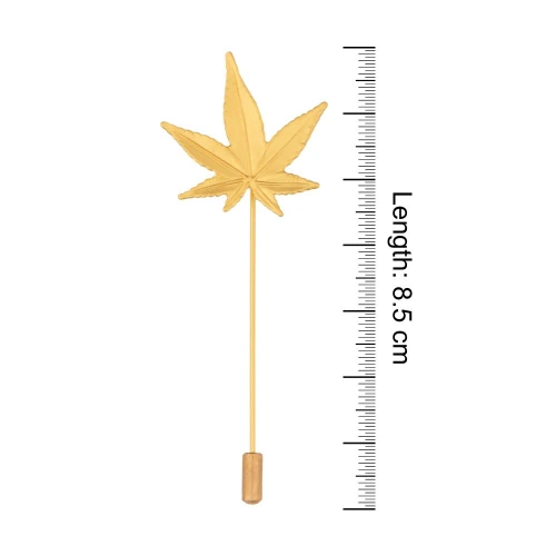 Gold Indica Leaf Metal Brass Lapel Pin for Men
