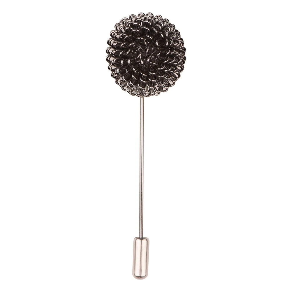 Gunmetal Flower Metal Brass Lapel Pin for Men