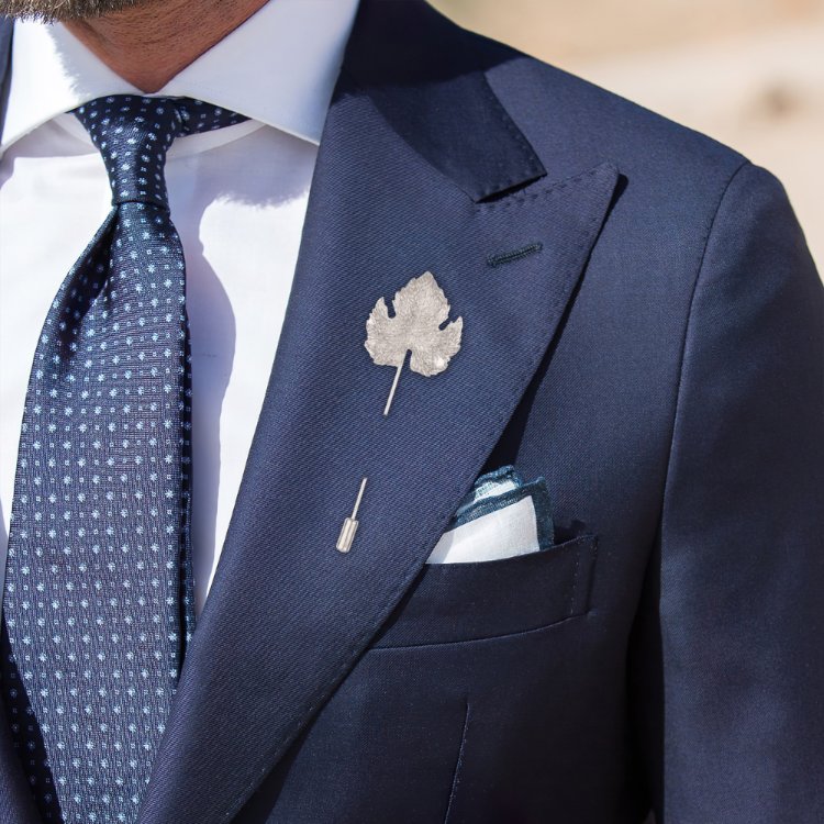 Silver Leaf Brass Lapel Pin for Men