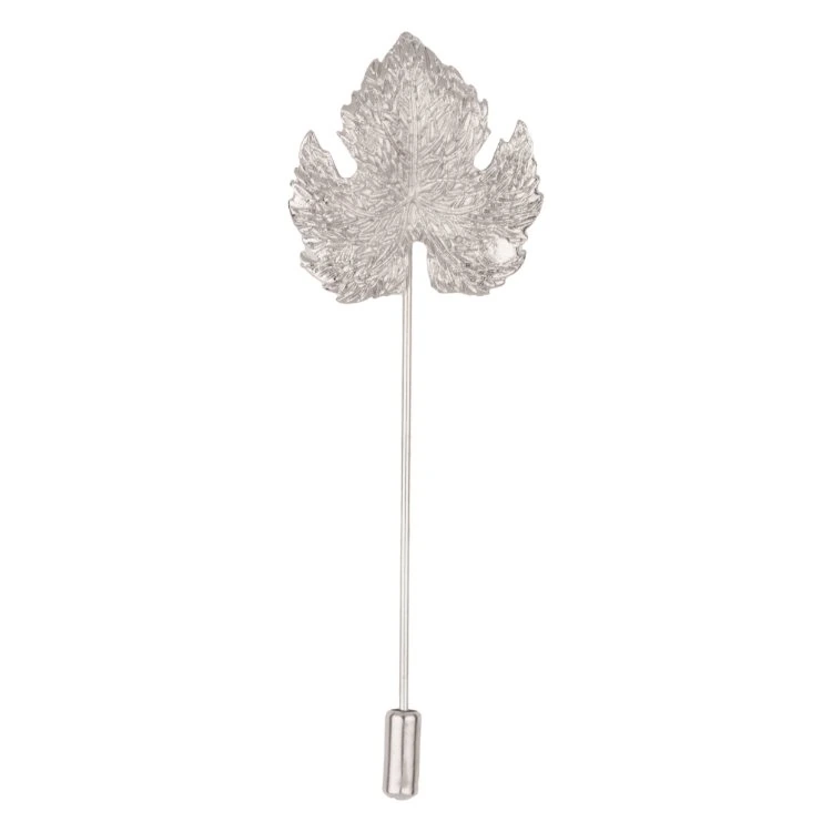 Silver Leaf Brass Lapel Pin for Men