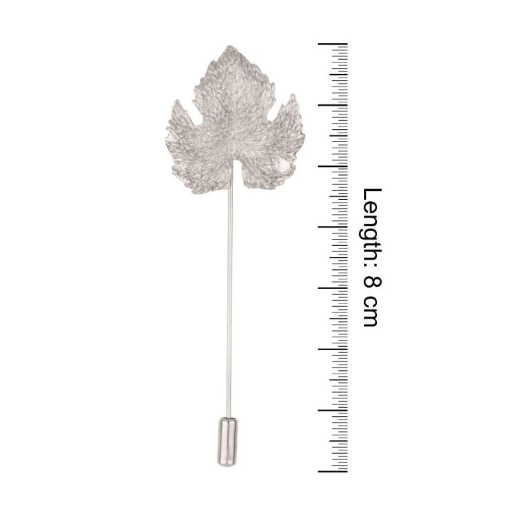 Silver Leaf Brass Lapel Pin for Men