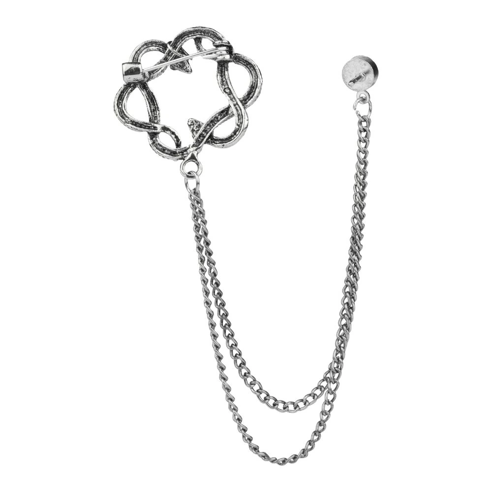 Silver Snake Round Chain Brass Lapel Pin for Men