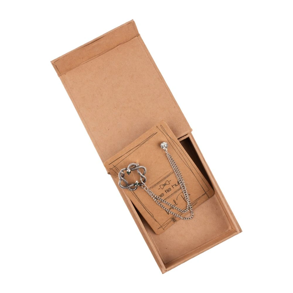 Silver Snake Round Chain Brass Lapel Pin for Men