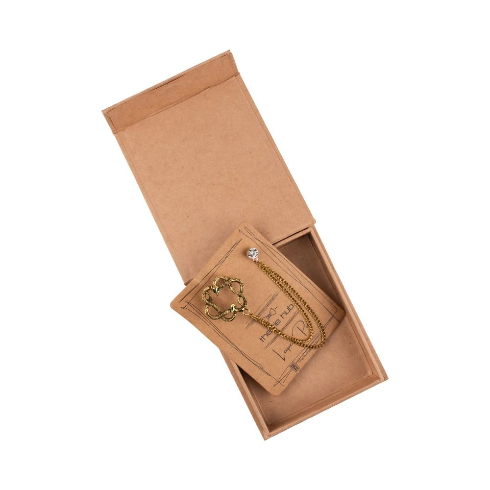 Gold Snake Round Chain Brass Lapel Pin for Men