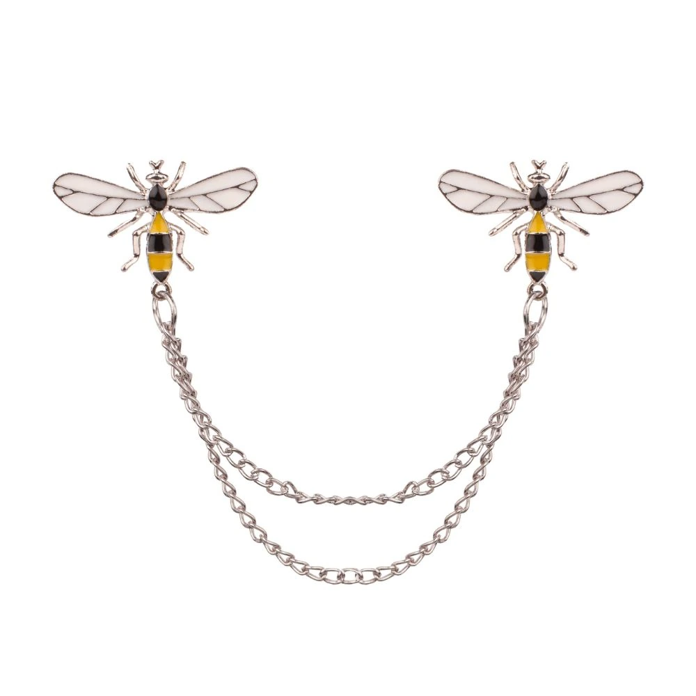 Honey Bee Chain Brass Lapel Pin for Men